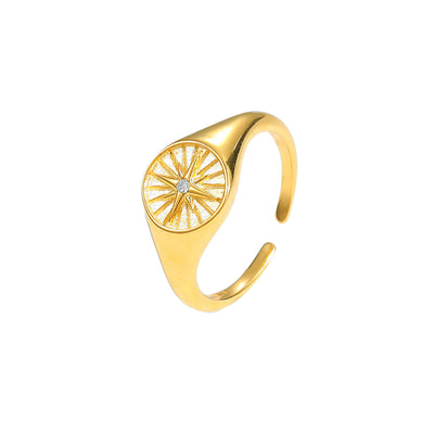 Casual CZ Sun Shine 925 Sterling Silver Adjustable Ring - RustyStudioUSA