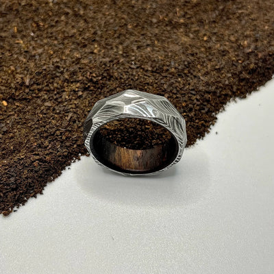 Rock Hammered Damascus Steel twisted Ring - RustyStudioUSA