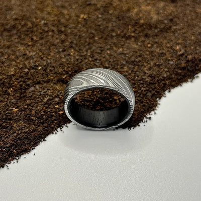Simple Black Damascus Twisted Steel Ring - RustyStudioUSA