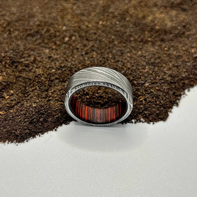 Simple Damascus Steel Twisted Dome Ring - RustyStudioUSA