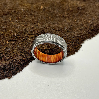 Simple Damascus Twisted Steel Dome Ring - RustyStudioUSA
