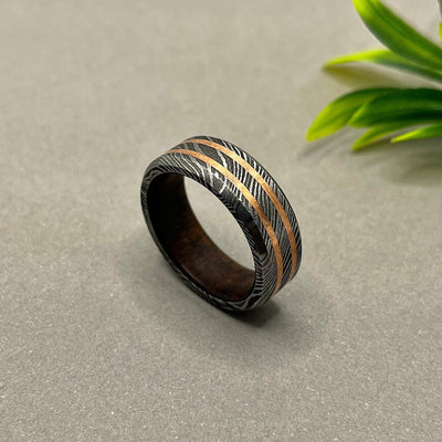 Damascus Ring Damascus Bands For Men Copper Ring For Women Wood Ring Damascus Steel Ring Man Ring Wood Ring Man Wedding Ring Engagement Ring - RustyStudioUSA