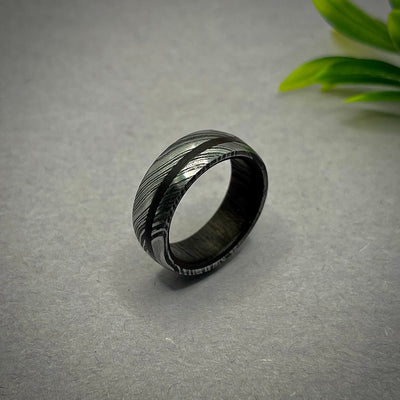 Damascus Ring For Men Wooden Ring For Women Anniversary Ring Unique Mens ring Man Wedding Ring Engagement Ring Mens Promise band For Women - RustyStudioUSA