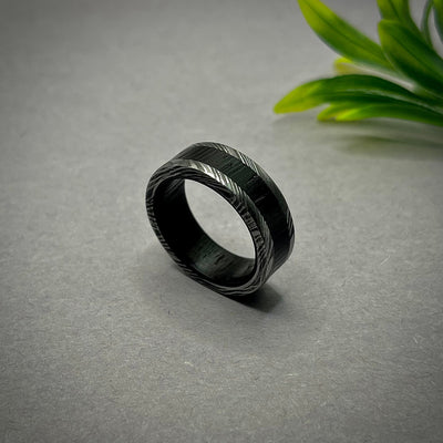 Damascus Ring / Man Ring / Man Wedding Ring / Man Promise Ring Damascus Steel Ring Man Ring Wood Inlay Ring Engagement Ring Man Wedding Band - RustyStudioUSA