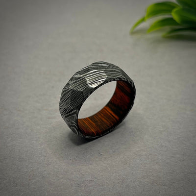 Damascus Ring Men Wedding Ring Damascus Hammered Ring Anniversary Gift Ring For Woman Wedding Ring Unique Ring Wedding Ring Engagement Ring - RustyStudioUSA