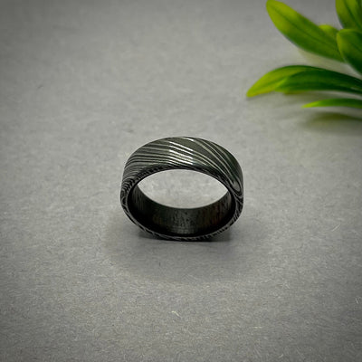 Damascus Ring with Koa Wood Sleeve Wedding Band Engagement Ring Man Promise Ring Damascus Steel Ring Man Ring Man Wedding Band - RustyStudioUSA