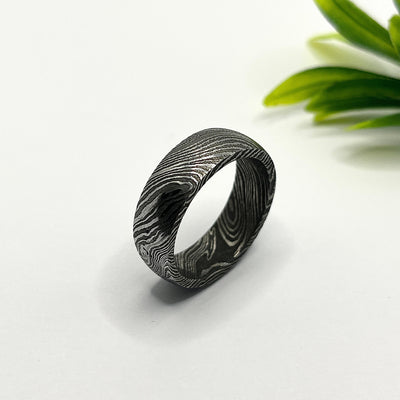 Damascus Simple Ring Custom Width Handmade Damascus Steel Ring Aesthetic Band Ring Jewellery Unisex Ring Band Durable Ring For Men Dome Ring - RustyStudioUSA