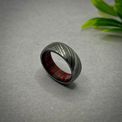Damascus Steel Ring Band Custom Width Damascus Ring Twisted Damascus Wooden Shall Men Wedding Ring Men Engagement Ring Men Band - RustyStudioUSA
