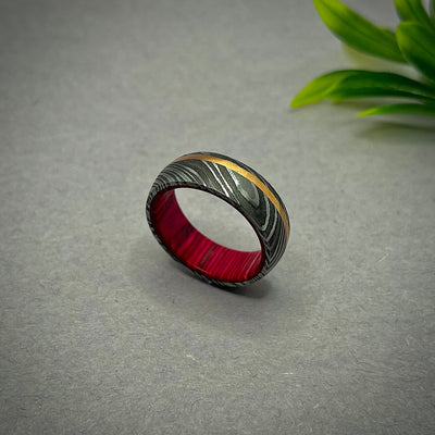Damascus Steel Ring Band Wood Shall Custom Width Damascus Ring Men Wedding Ring Men Engagement Ring Men Band Damascus Steel Ring - RustyStudioUSA