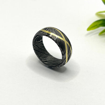 Damascus Steel Ring For Her Anniversary Bands For Men Brass Ring For Women Dome Ring promise Ring Engagement Ring Wedding Band for Mens Ring - RustyStudioUSA