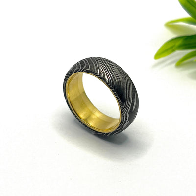 Damascus Steel Ring For Men Brass Ring For Women Engagement Ring For Male Wedding Band Promise Ring for Him Anniversary Ring Statement Ring - RustyStudioUSA