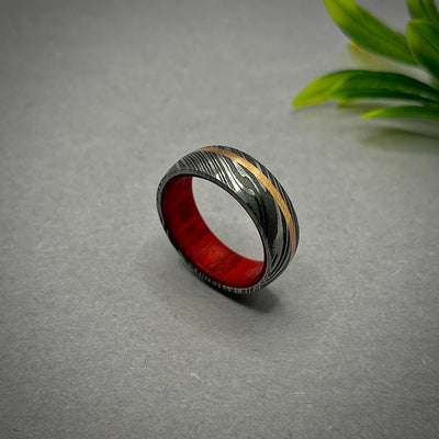 Damascus Steel Ring Whiskey Barrel Ring Man Wood Wedding Ring Man Promise Ring Damascus Steel Ring Man Ring Engagement Ring Man Wedding Band - RustyStudioUSA