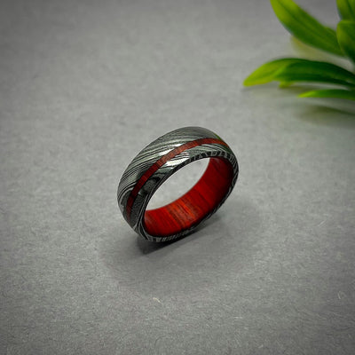 Damascus Steel Wedding Band,Damascus Wedding Ring,Anniversary Ring,Men & Women,Unique Damascus Steel Wedding Ring,Anniversary Ring,Dome Ring - RustyStudioUSA