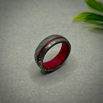 Damascus Steel Wedding Band For Men Wooden Ring For Women Damascus Steel Promise Ring For Men Ring Gift For Men Engagement Ring Gift For Her - RustyStudioUSA