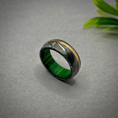 Damascus Steel Wood Ring Wedding Ring Mens Ring Promise Mens Band Women Copper Ring Mens Wedding Ring Steel Damascus Wood Mens Wedding Band - RustyStudioUSA