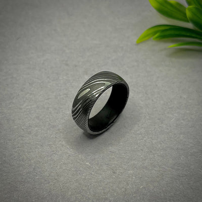 Damascus Wedding Band For Him Damascus Steel Ring For Mens Wedding Band Damasteel Rings Wooden Ring Engagement Rings For Women Rings for Men - RustyStudioUSA