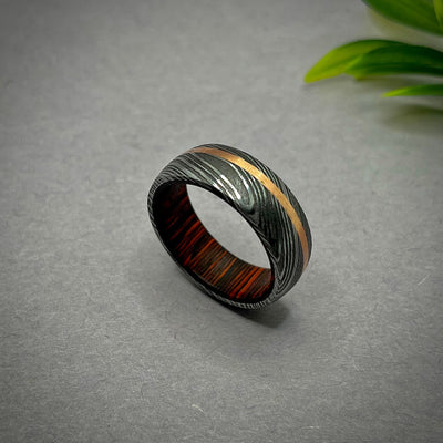 Damascus Wedding Band, Mens Wedding Ring, Black Damascus Ring, Husband Anniversary Gift, Mens Engagement Ring, Birthday Gift, - RustyStudioUSA