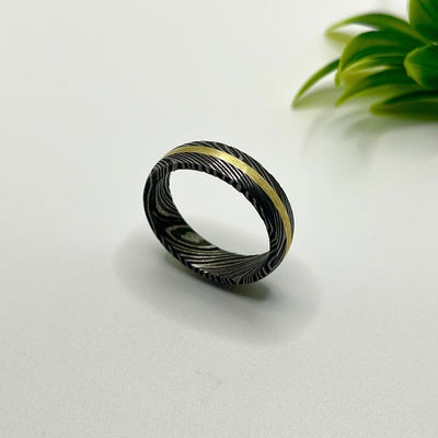 Damascus Wedding Band, Mens Wedding Ring, Black Damascus Ring, Husband Anniversary Gift, Mens Engagement Ring, Birthday Gift, - RustyStudioUSA