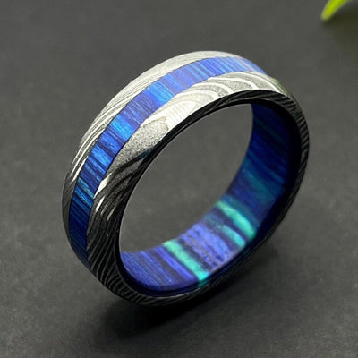 Handmade Damascus Men Ring Gift Unique Wedding Ring Minimalist Ring Mens Gift for Men